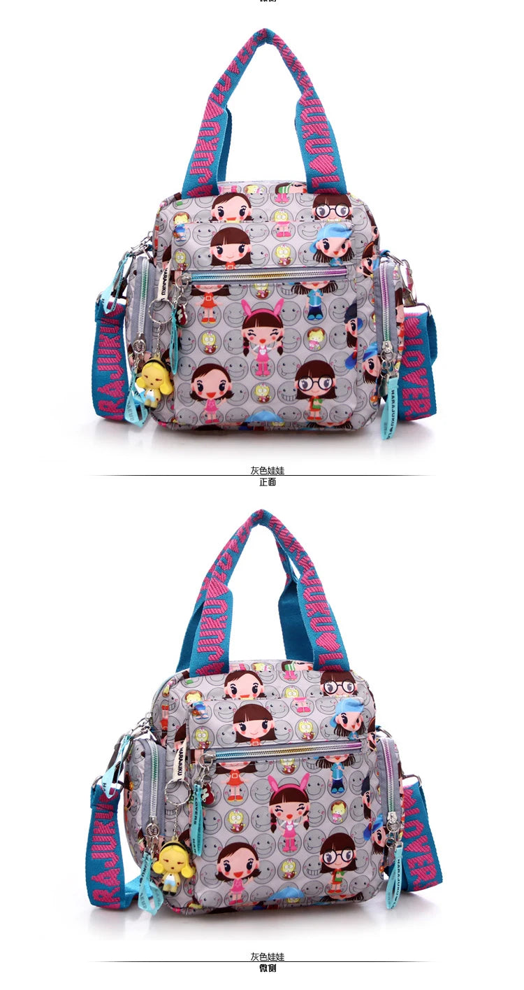 Mother bag New+Harajuku Doll key chain waterproof nylon handbag ladies bag one shoulder cartoon cross-body bags Handbags