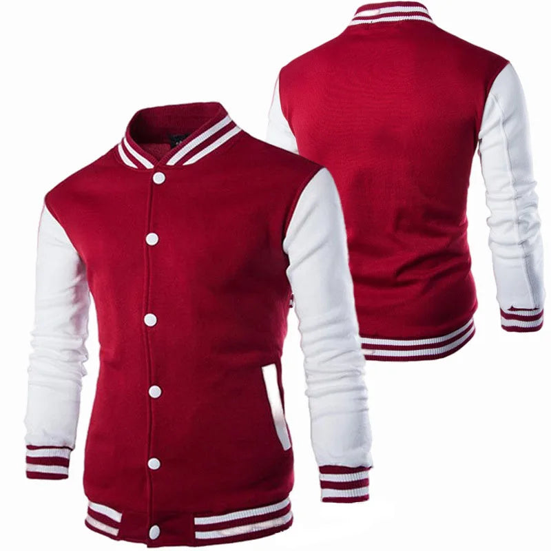 Hoodies Men Baseball Jacket Men Fashion Design Wine Red Mens Slim Fit College Varsity Jacket Men Harajuku Boy Sweatshirt