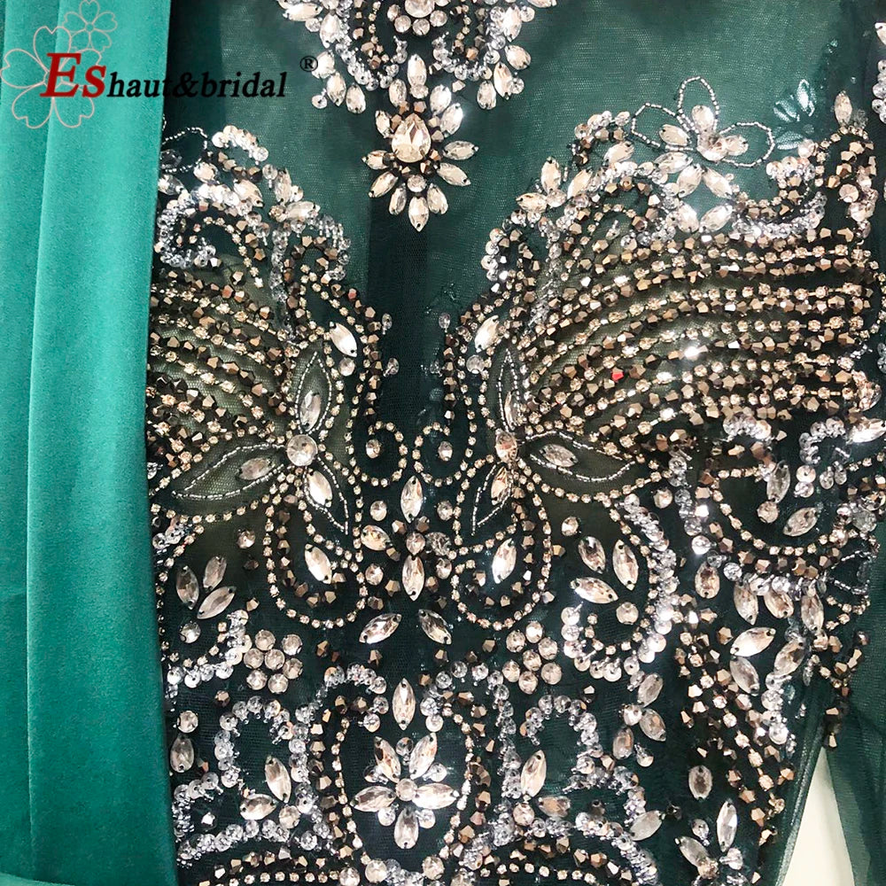 Elegant Muslim Wedding Evening Dress for Women 2026 Crystal High Neck Long Sleeves Mermaid Formal Prom Party Gowns Customized