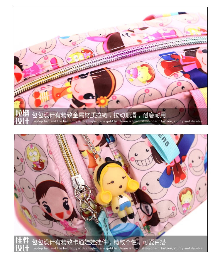 Mother bag New+Harajuku Doll key chain waterproof nylon handbag ladies bag one shoulder cartoon cross-body bags Handbags