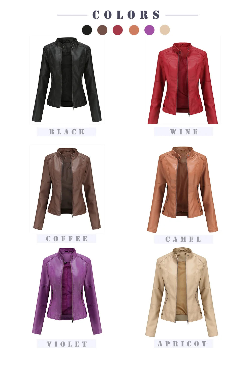 Faux Leather Jacket Women 2026 Autumn Spring Women's Moto Biker Jacket Red Black Coat Brown Purple Blue 3xl 4xl Coffee XS Beige