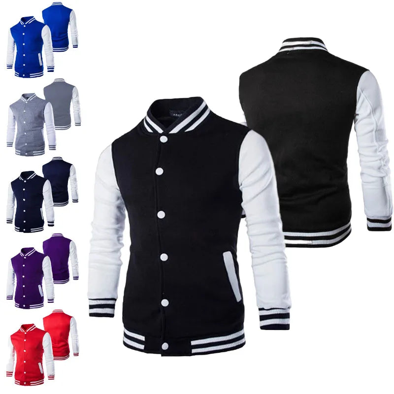 Hoodies Men Baseball Jacket Men Fashion Design Wine Red Mens Slim Fit College Varsity Jacket Men Harajuku Boy Sweatshirt