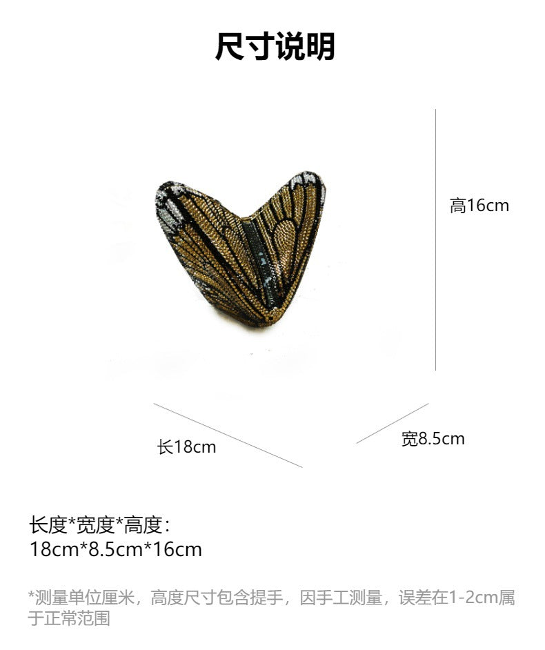 XIYUAN Butterfly Shaped Crystal Evening Bags Women Sparkling Rhinestone Clutch Purse Wedding Party Bridal Handbag Black Diamonds
