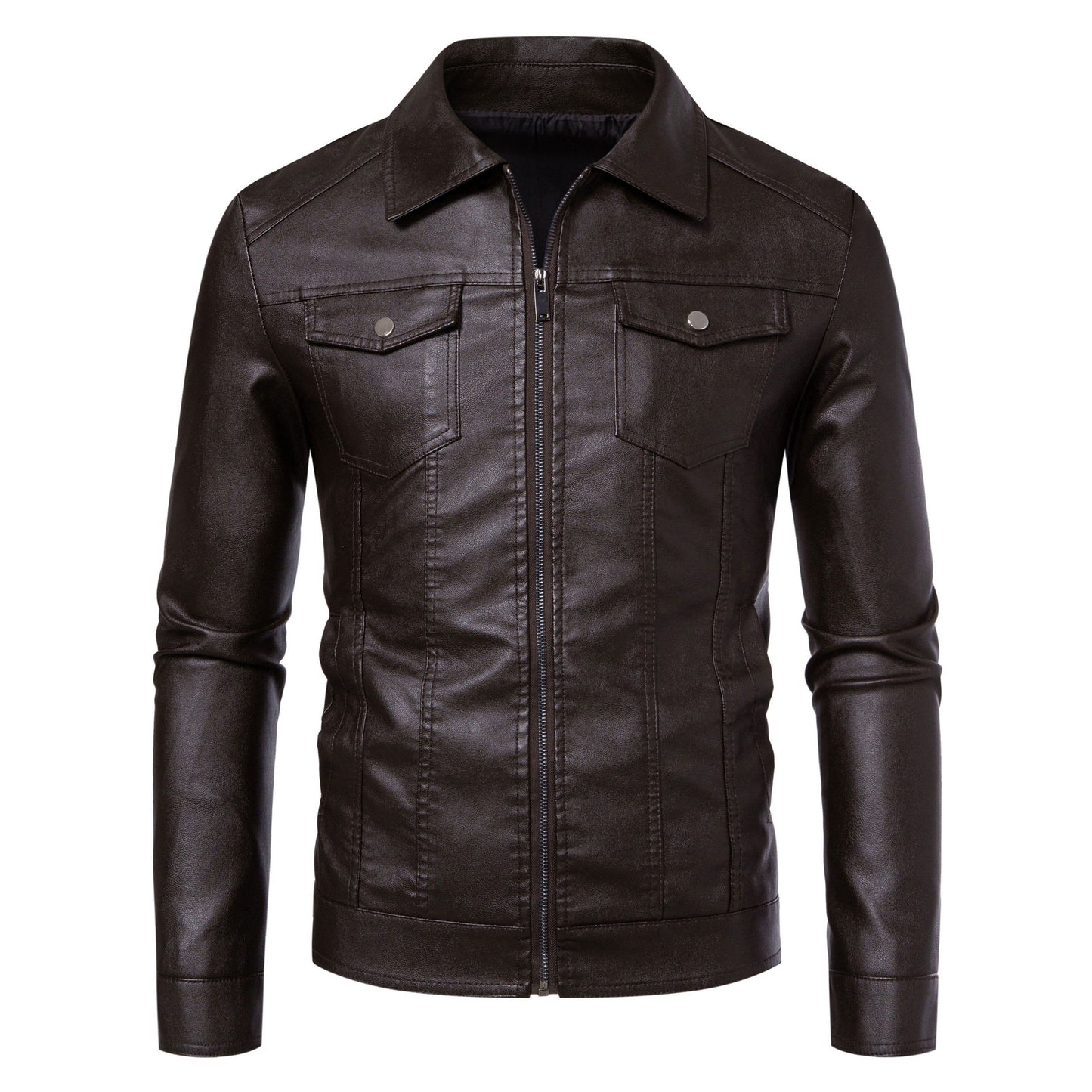 Minglu Hooed Black Pu Mens Leather Jacket Spring Autumn Long Sleeve Slim Fit Solid Color Faux Leather Zipper Male Coats 5XL