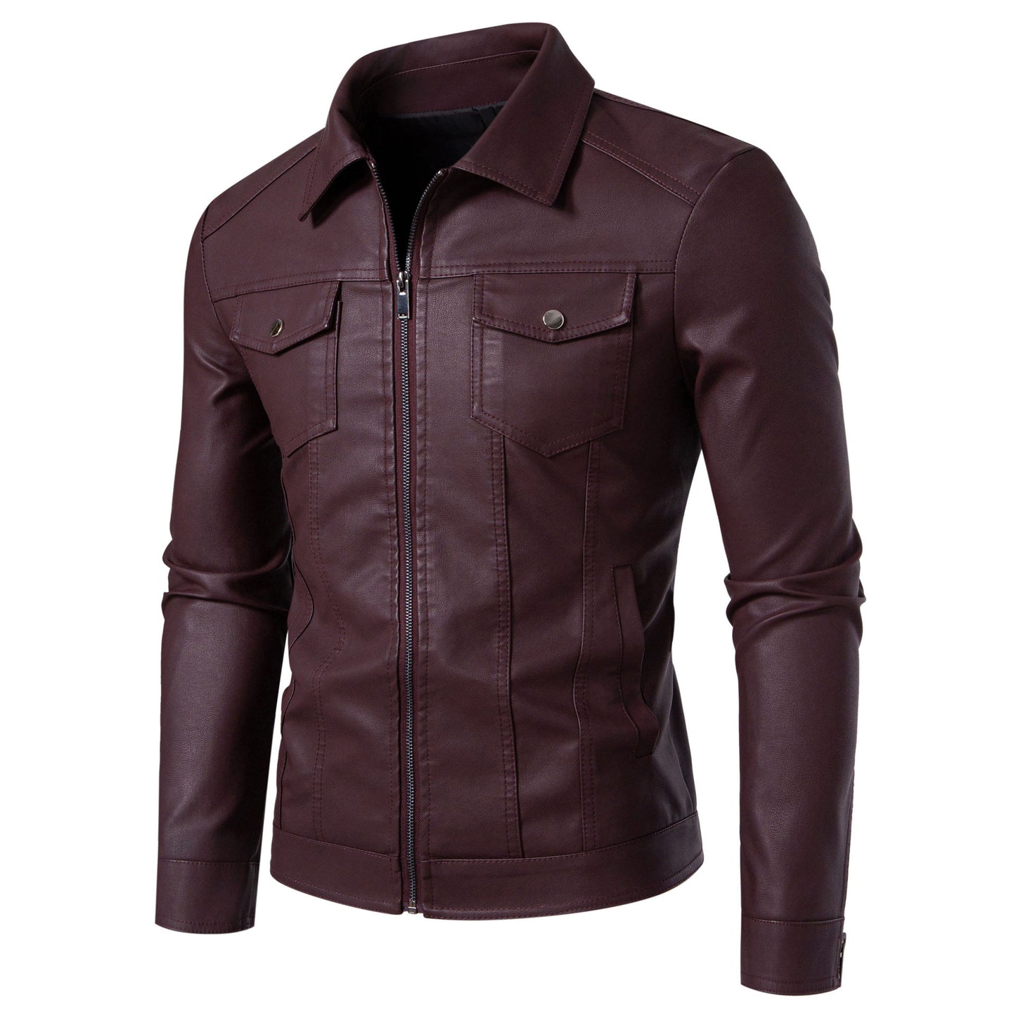 Minglu Hooed Black Pu Mens Leather Jacket Spring Autumn Long Sleeve Slim Fit Solid Color Faux Leather Zipper Male Coats 5XL