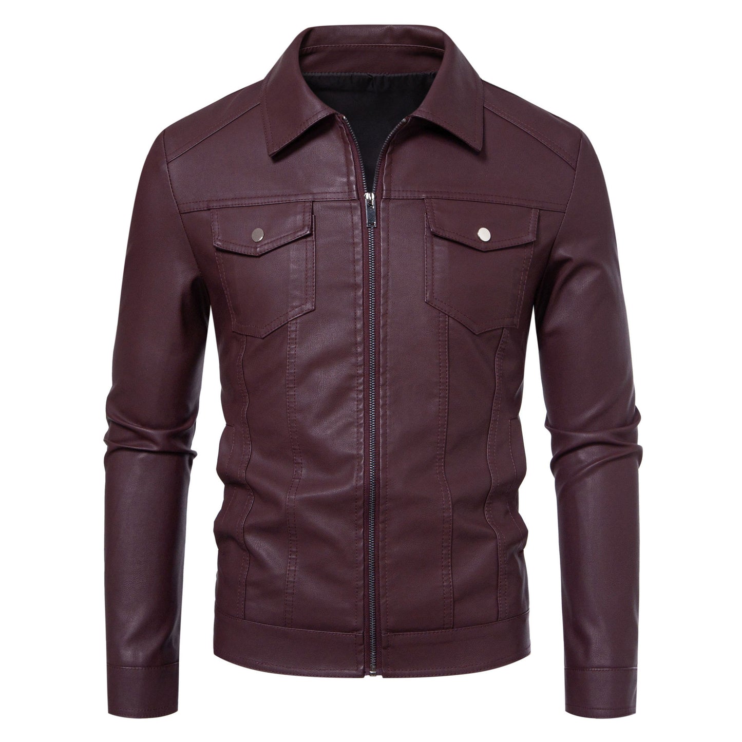 Minglu Hooed Black Pu Mens Leather Jacket Spring Autumn Long Sleeve Slim Fit Solid Color Faux Leather Zipper Male Coats 5XL