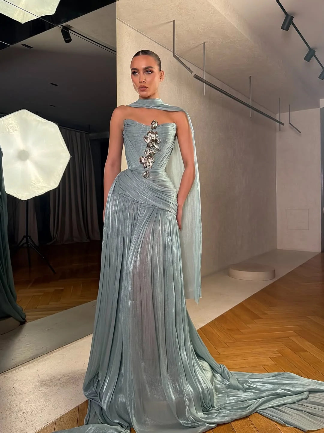 Dubai Woman Evening Dresses For Events Luxurious Satin A-Line Stylish Special Occasion Prom Gowns Customized vestido réveillon