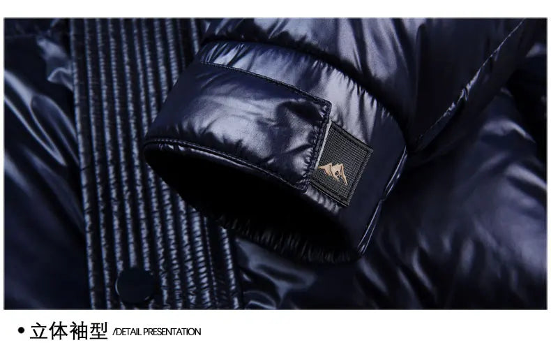 High End Thick Brand Casual Fashion Shiny Men Down Jacket Winter Warm Hooded Designer Parkas Windbreaker Puffer Feather Coats