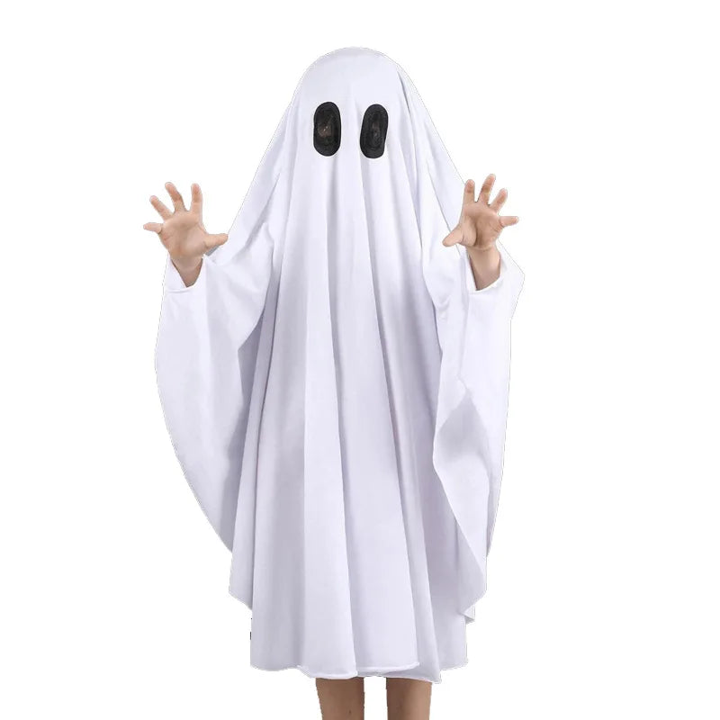 New Halloween Cloak White Ghost Pullover Cloak Kids Adult Horror Party Dress Up Cape Cosplay Costume