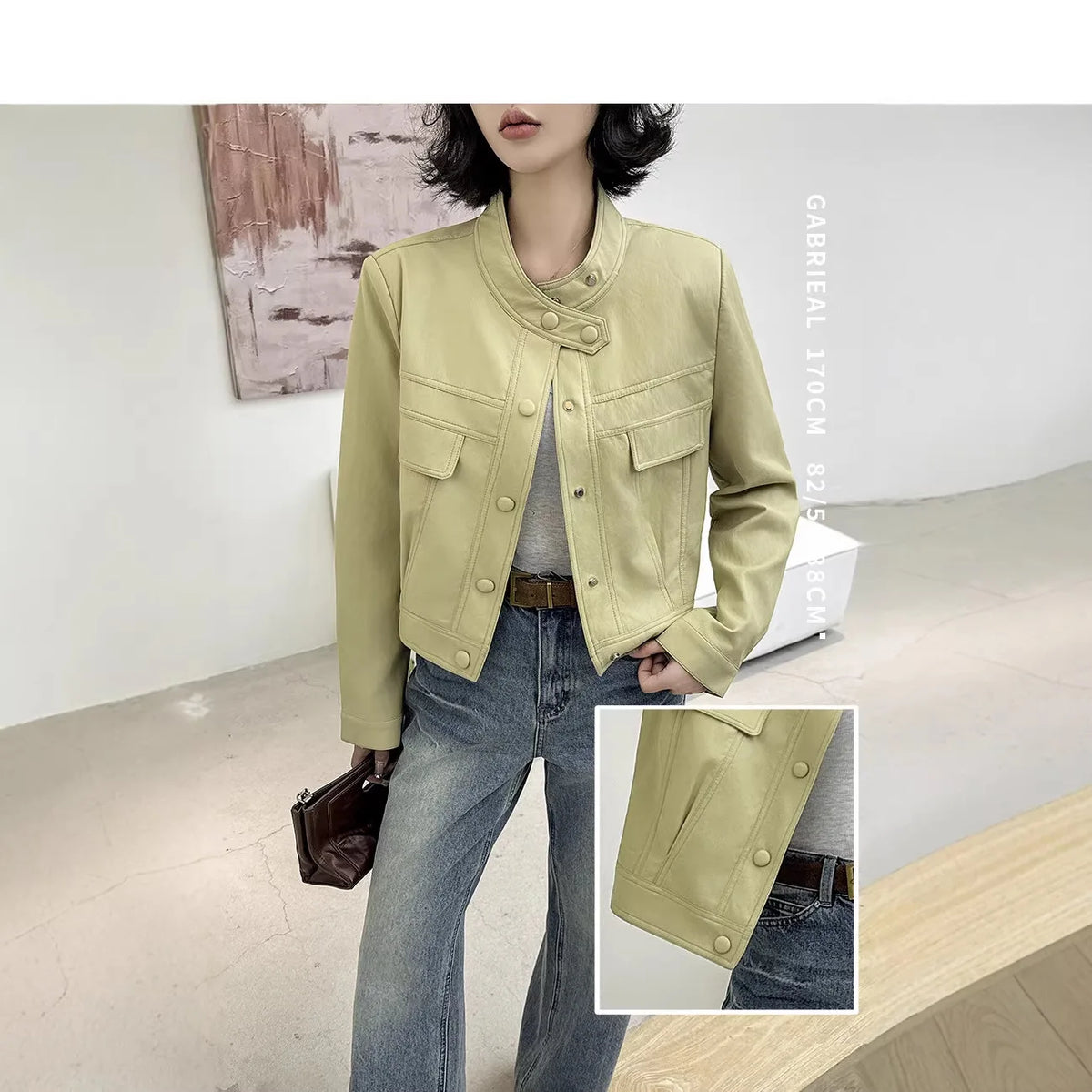 Fashionable Short PU Leather Jacket Women's Loose Slimming Biker Style Spring Autumn New Arrival Korean Version Casual Coat