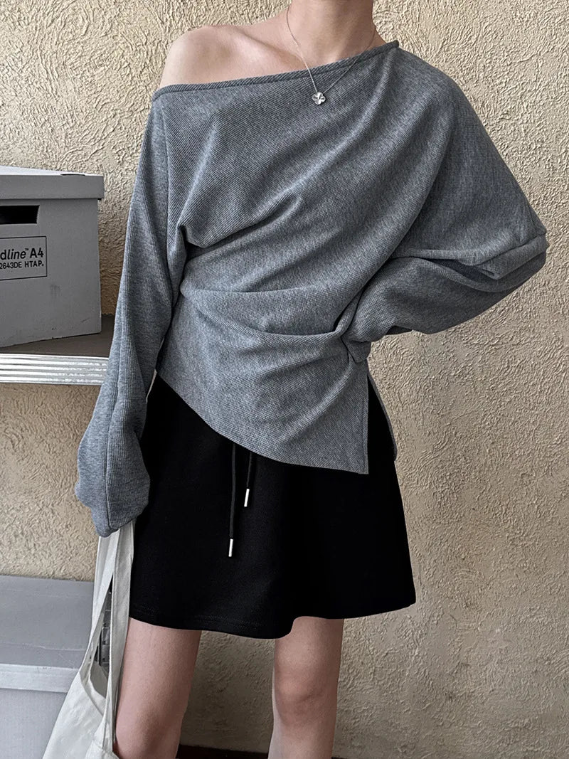 2026 Women Spring Sexy Off The Shoulder Cotton Hoodies Long Sleeve Casual Pullovers Clothes Women Tops Sweatershirt