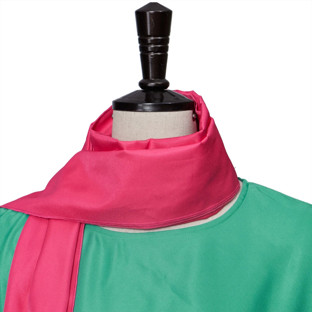 Deltarune Ralsei Cosplay Full Set, 3 Pieces Green Cloak, Wizard Hat & Pink Scarf, Halloween Game Role Play Costume