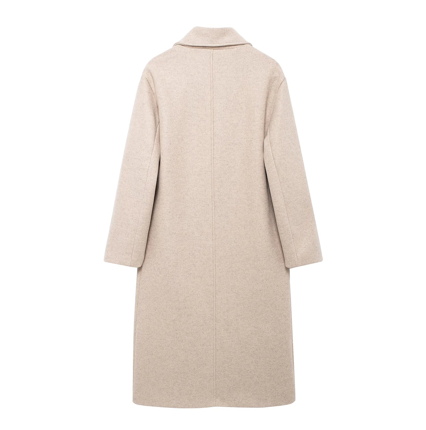 Winter Coat For Women 2024 Solid Lapel Double Breasted Long Cardigan Top Female Pokcet Streetwear Woman New In OuterCoat