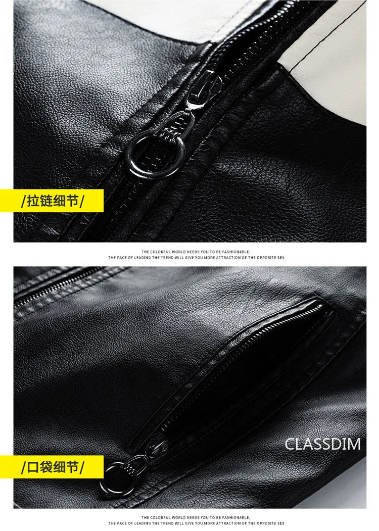 Men Stand Collar Moto Leather Jackets Slim Fit Leather Coats High Quality Male Fashion Autumn Winter Casual Leather Jackets 5XL