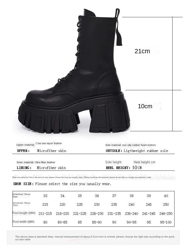 2025 New Women Super High 10cm Shoes Woman Thick-Soled British Style Punk Fashion Platform Thigh High Boots Chunky Heel Pumps