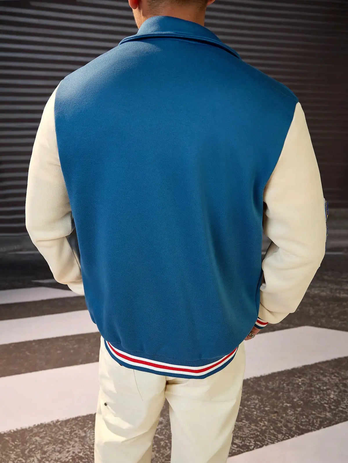 DIYIE Men's Patchwork Baseball Jacket, Long Sleeve Er Coat, Men's Varsity Jacket, Baseball Jackets Men Women Custom Jacket
