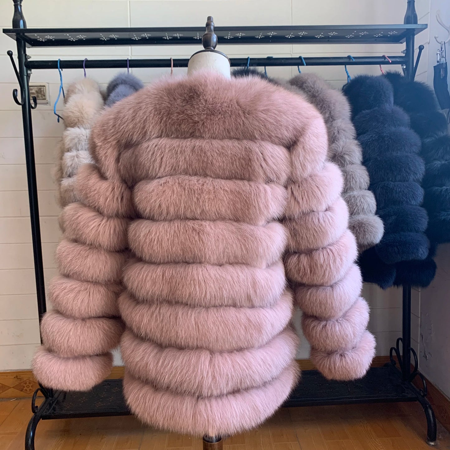 NEW Style Length Sleeves 4in1 Real Fur Coats Women Natural Real Fur Jackets Vest Winter Outerwear Women Fox Fur Coat Quality Fur