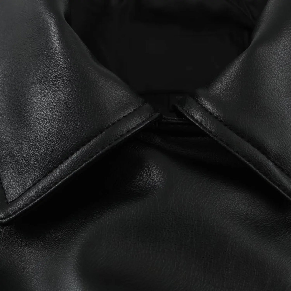 Women's PU Leather Jacket 2026 Retro Black Lapel Asymmetrical Zipper Belted Waist Zipper Pockets Cropped Biker Coat