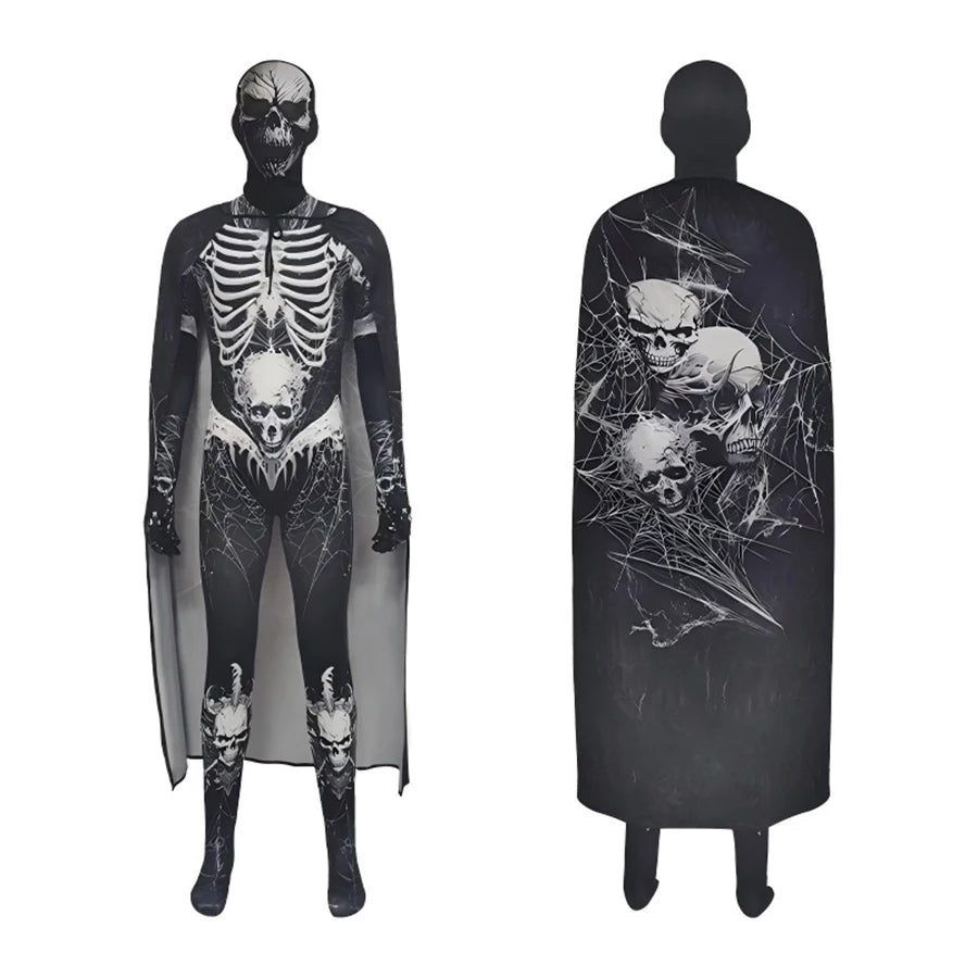 Halloween Costumes Ghost Skull Cosplay Jumpsuit for Kids Child Adults Scary Skeleton Bodysuit Halloween Mask Carnival Clothes