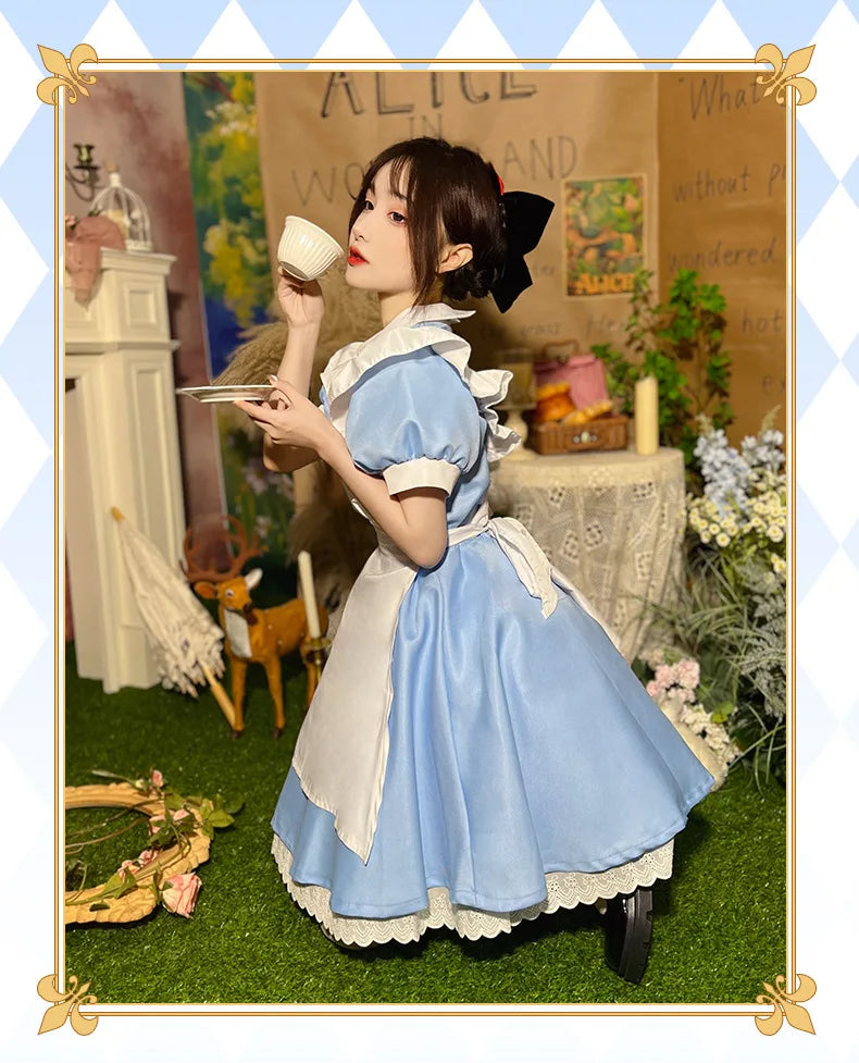 Lolita Dress Maid Apron Fantasia Carnival Halloween Costumes for Women Masquerade Party Alice In Wonderland Cosplay Costume