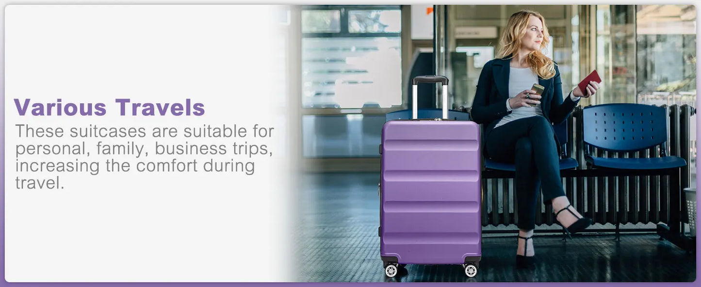 KONO hand luggage Suitcase-Lightweight hard case with TSA Lock & 4 spinner wheels, cabin-fit (55/65/75cm)