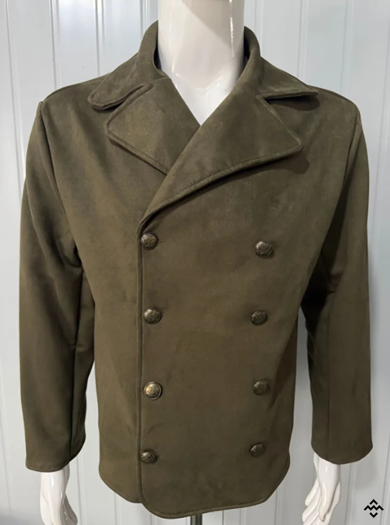 Men Autumn Winter Faux Suede Jacket New Retro Casual Fashion Coat Outdoor Commuting Daily Wear Long Sleeve Outerwear For Male