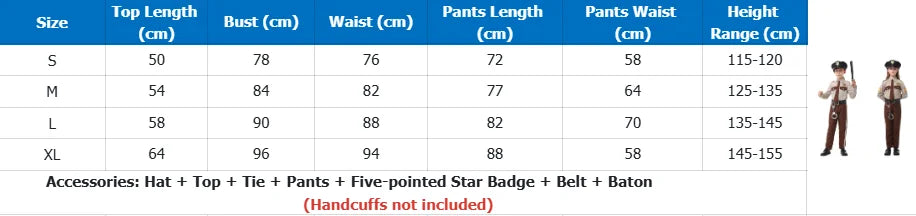 Unisex Sheriff Cosplay Costume Police Uniform Full Set Long Sleeve Halloween Carnival Party Stage Performance Dress Outfits