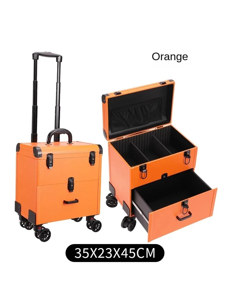 Embroidery Toolbox Beauty Nail Eyelashes Make-up Case Storage Mute Spinner Wheels Cosmetic Trolley Suitcase