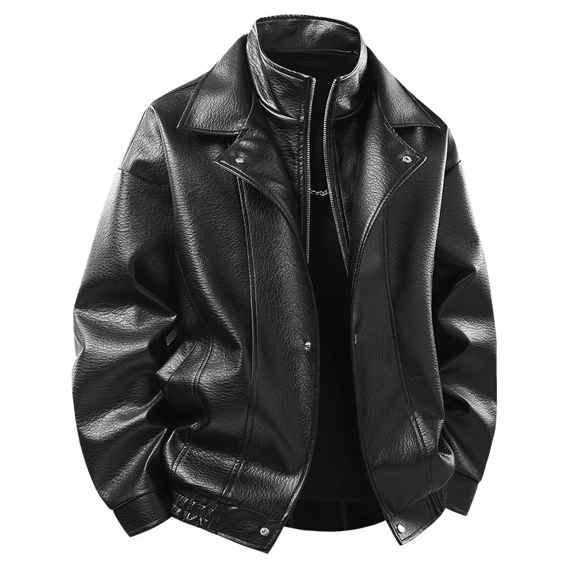 Leather Jacket Autumn Winter Outdoor Comfortable Warm Breathable Men's Jacket Sports Fitness Running Leisure Handsome Imitation