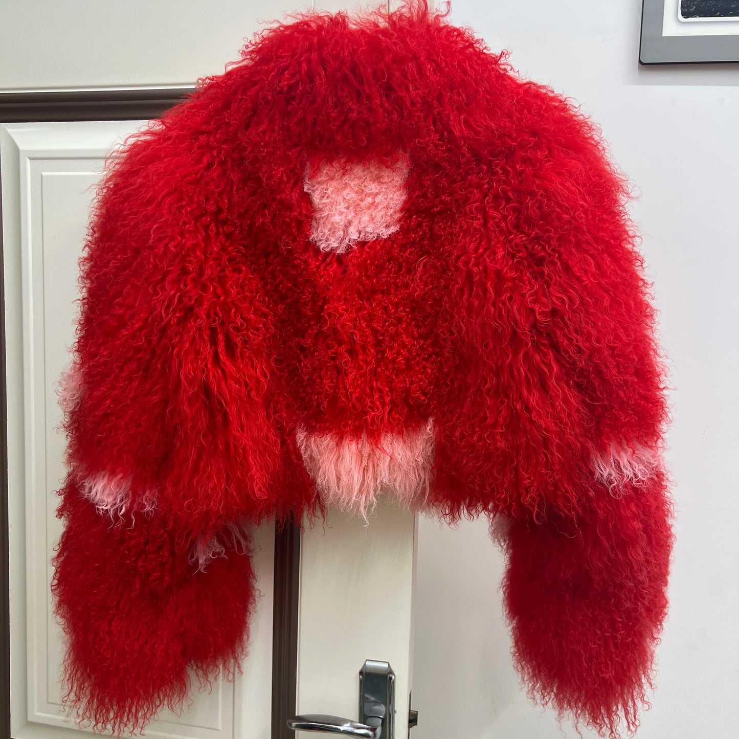 Aulande New Women Winter 100% Real Fur Mongolian Sheepskin Coats Short  40 CM Standing Coller Fashion High Quality Sheep Jacket