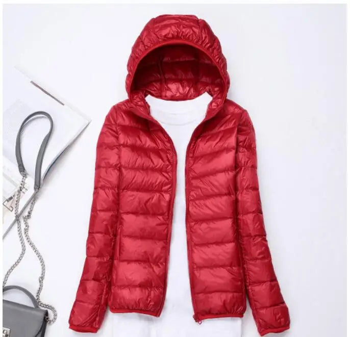 90% Ultralight Duck Down Jacket Women's Winter Hooded Short Slim Fit Down Jacket 2024 Fall/Winter Women's Down Jacket