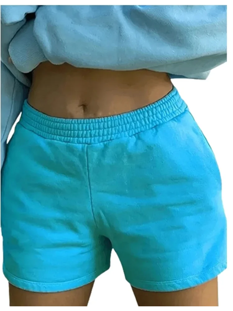 Summer Blue Shorts Women Casual Elastic Waist Pants Simple  Temperament Hot Shorts