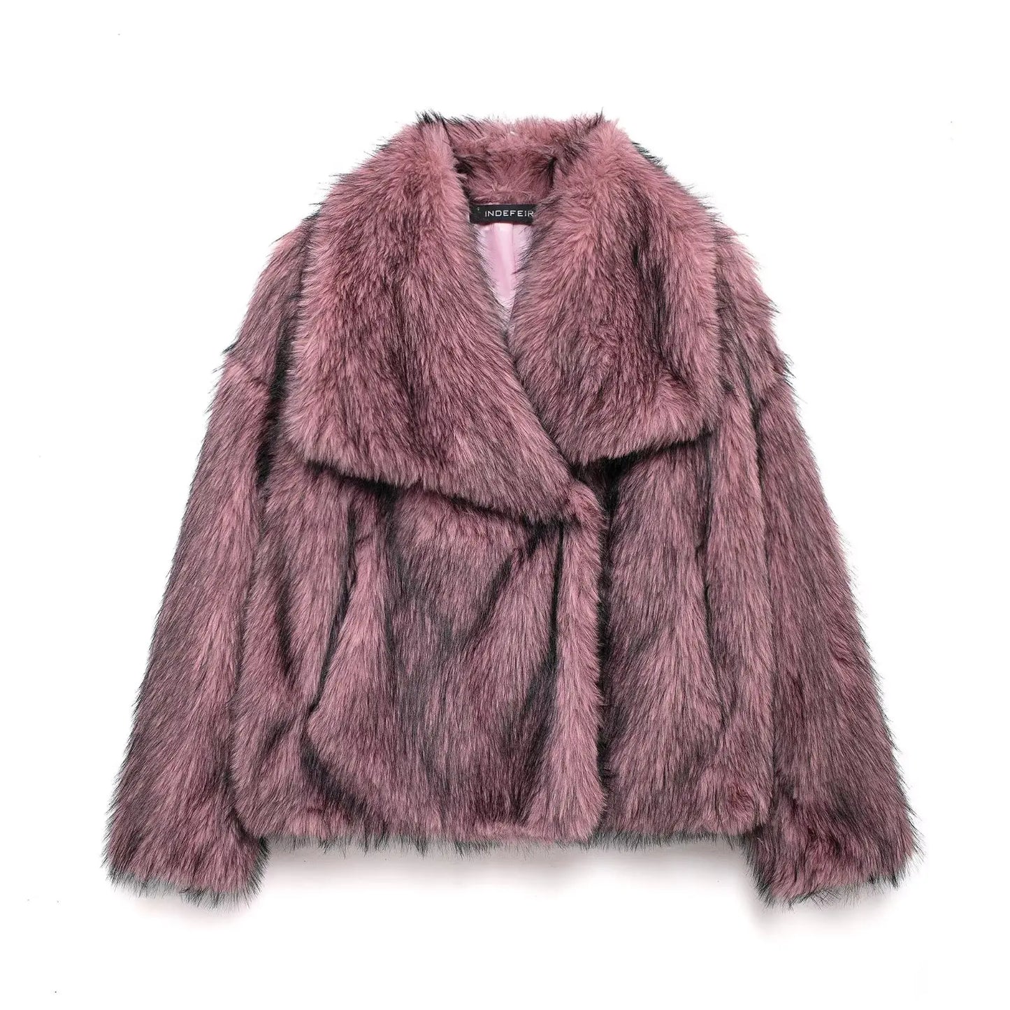 HH 2025 Winter Coats For Women New Artificial Fur Effect Loose Cropped Coat Female Versatile Streetwear Women's Cardigan
