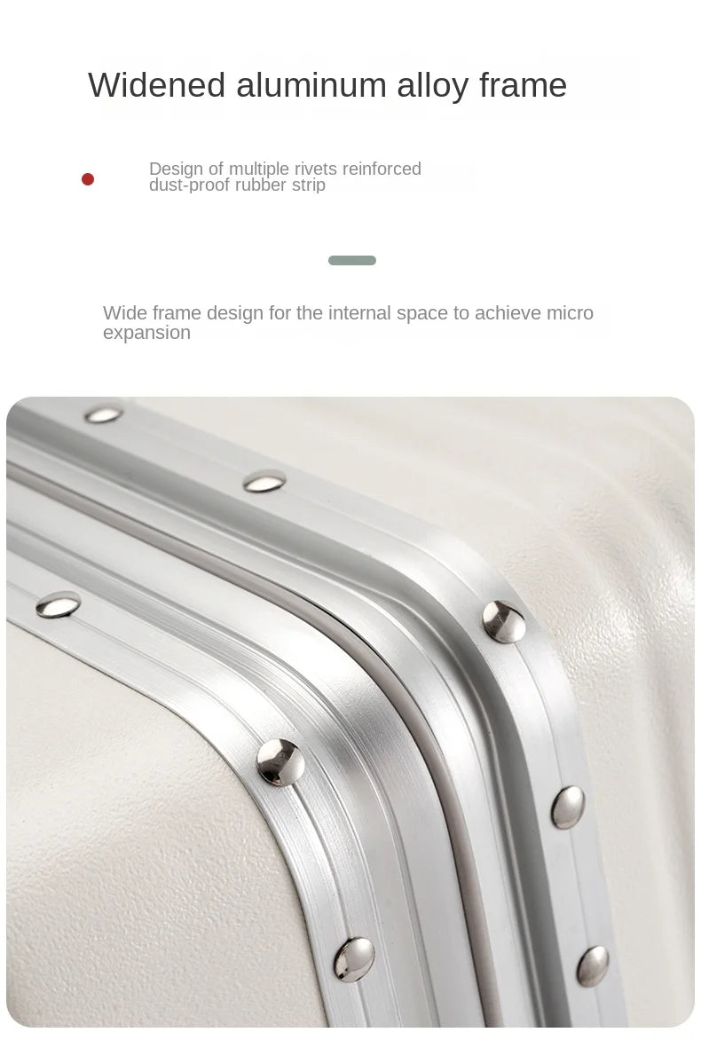 Wide Tie Rod Luggage Aluminum Frame with Durable PC Trolley Case 30 inch Multifunctional Suitcase with Large Capacity