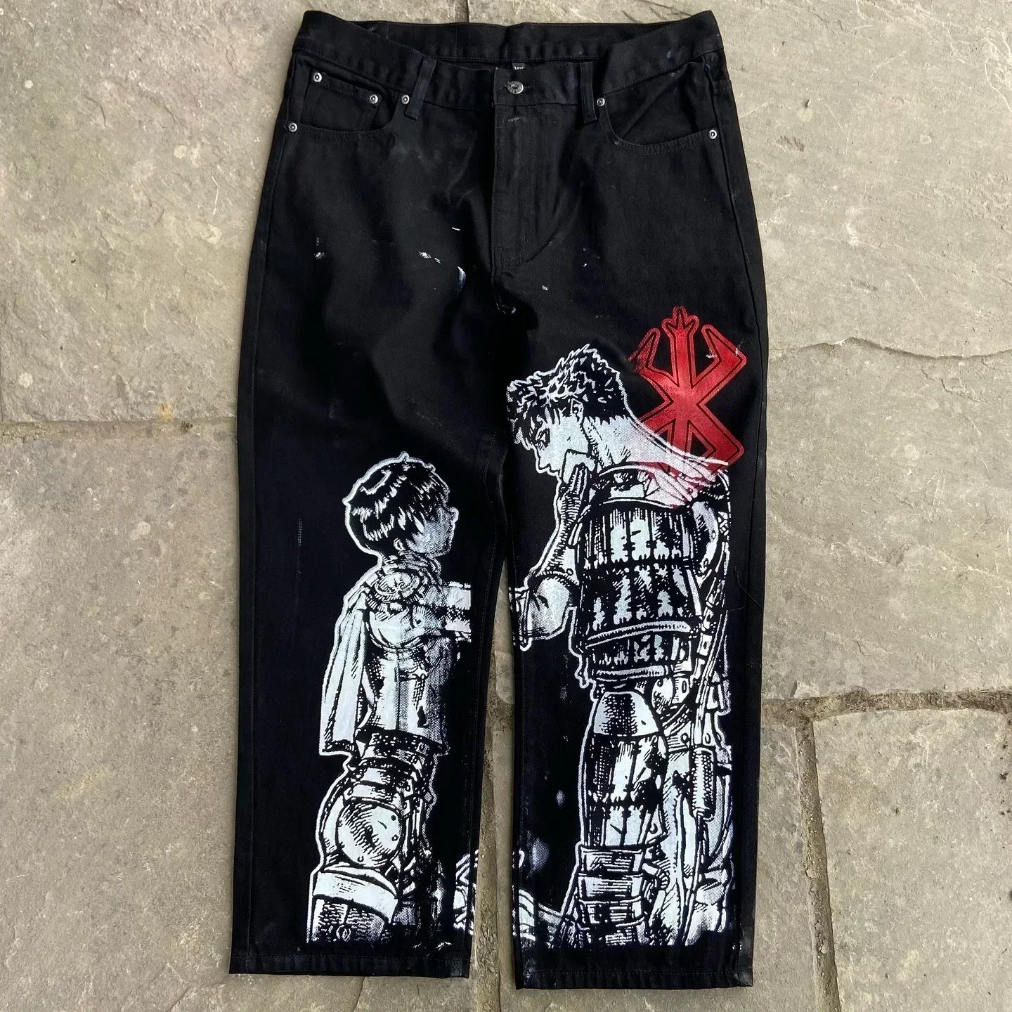 New Y2K Japanese Anime Cartoon Printing Men Loose Trend Jeans Street High Waist Women Pants Hip Hop Harajuku Men's Clothing