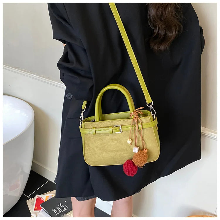 Retro Faux Suede Women's Handbag Fashionable Small Square Bag 2025 Winter Simple Short Handle Single Shoulder Crossbody Bag