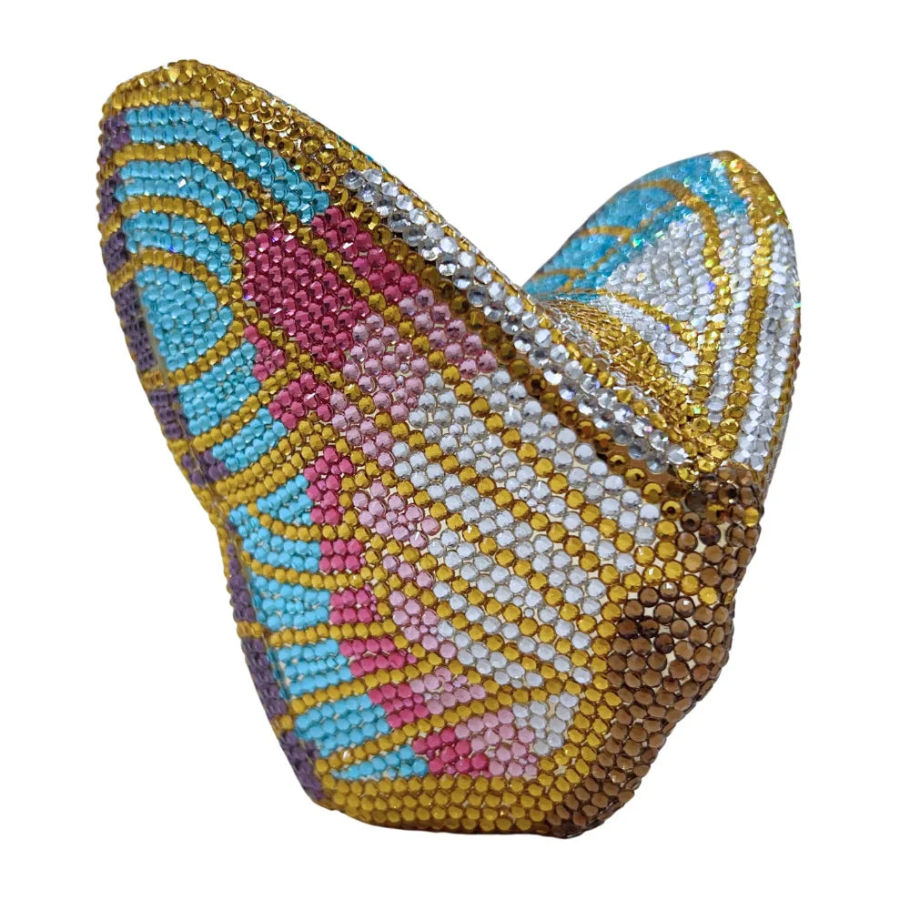 Women Butterfly Diamonds Evening Clutch Purse Luxury Metal Gems Evening Bags Dinner Party Handbag and Purses Bridal Crystals Bag