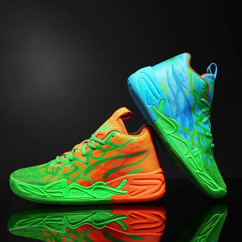 Mens Basketball Shoes Non-Slip Breathable Outdoor Sneakers Fashion Graffiti Sports Training Shoes for Running Walking