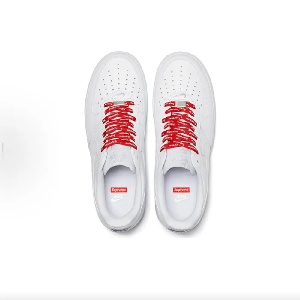 NIKE Air Force 1 Supreme Collaboration AF1 White Unisex Low-Top Casual Skate Shoes CU9225-100