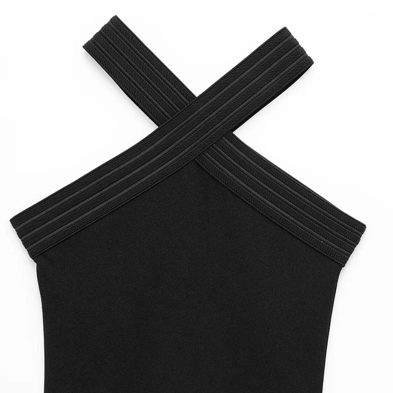 Women's Dress Black Halter Tight Dress Sexy Bodycon Backless Mini Dresses Women 2026Summer New Off Shoulder Beach Party Vestidos