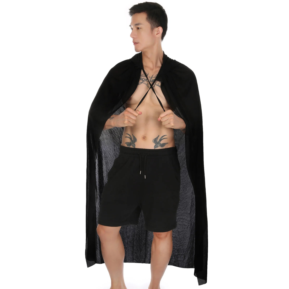 Halloween Cosplay Vampire Wizard Death Cloak Costumes Grim Reaper Black Translucent Erotic Cape Clubwear Stage Performance Wear
