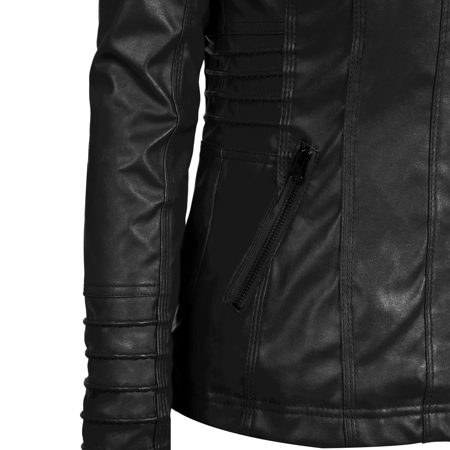 Faux Leather Jacket for Women, Female Winter Coat, Motorcycle Jacket, Faux Suede, PU Zipper Hoodies, Outerwear