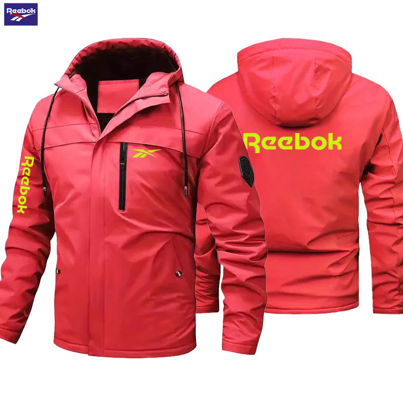 Reebok brand men's lightweight hooded jacket, an outdoor windproof and water-resistant jacket, specially designed for mountain c