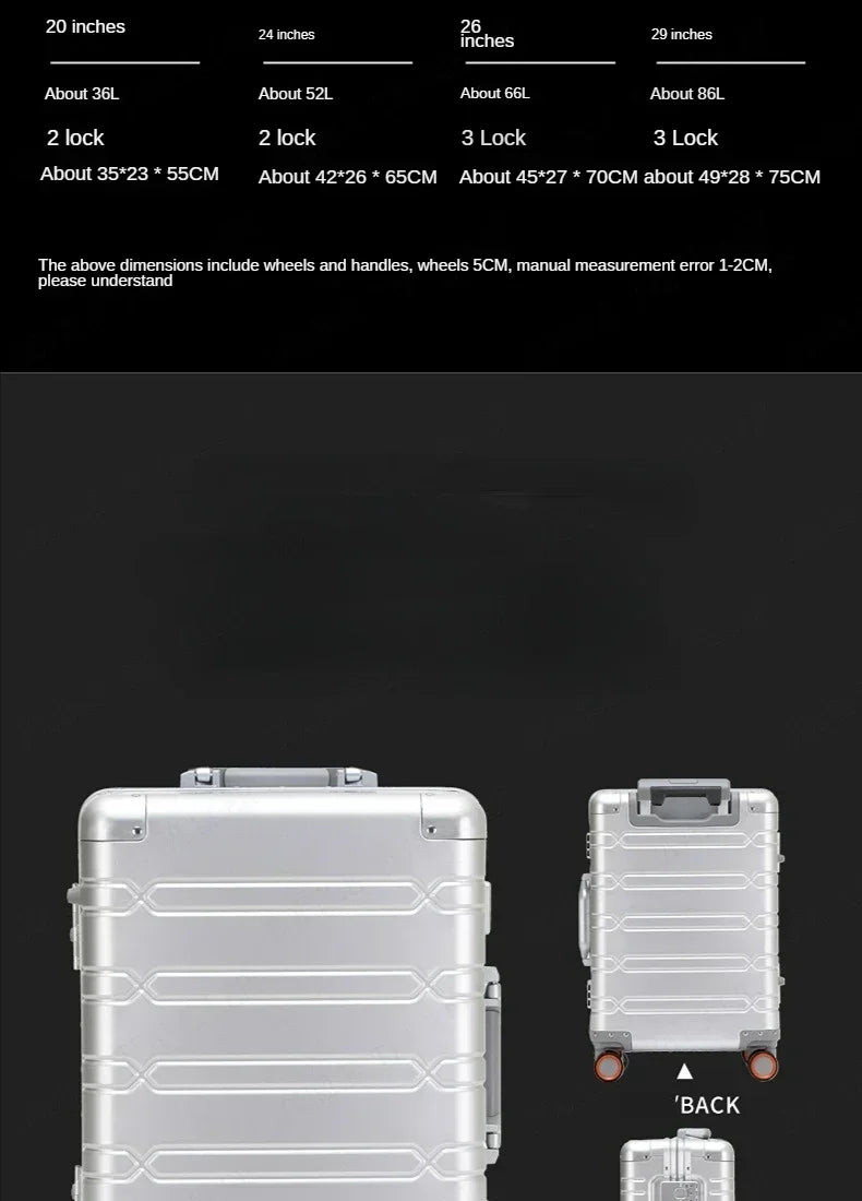 A Luxurious 29-inch Aluminum-magnesium Alloy Suitcase/bag, Perfect for Students, with Ample Space. Ships From The EU.