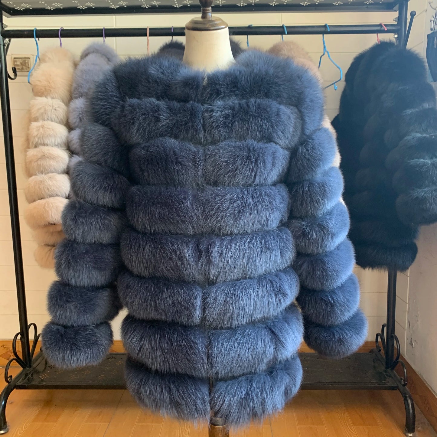 NEW Style Length Sleeves 4in1 Real Fur Coats Women Natural Real Fur Jackets Vest Winter Outerwear Women Fox Fur Coat Quality Fur