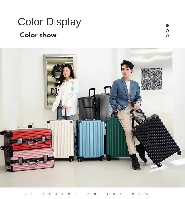 Aluminium Frame Suitcase Large-capacity Trolley Case Strong and Durable Password Cabin Bag Thickened PC suitcase 20/22/24/26/28