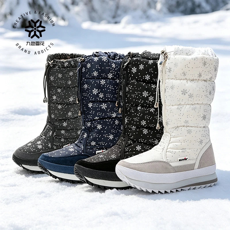 Large-Size Cotton Shoes For Winter Outdoor Thick Warm Cotton Shoes High-Top Snow Boots Winter Wild Plus Velvet Cotton Boots