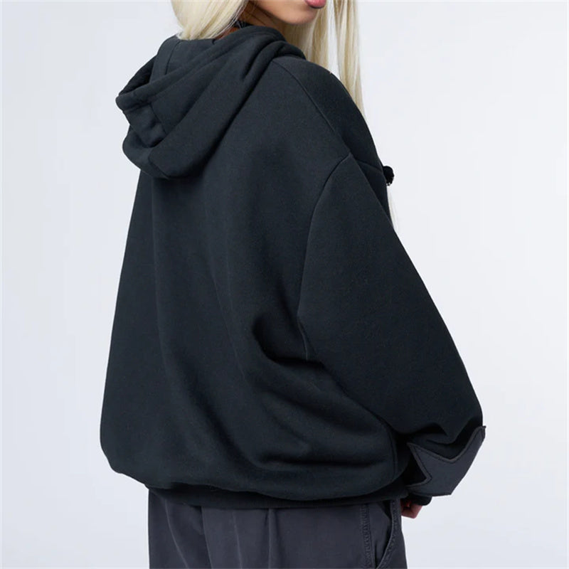Women's Graphic Hoodie Y2k Zip Up Hoodies Star Patchwork Oversized Sweatshirt with Drawstring Aesthetic Pullover with Hood Shirt