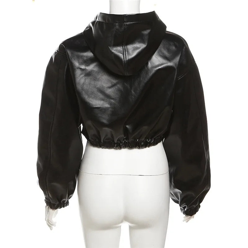 Short Coat Women Leather Jackets Zipper Full Sleeve Solid Streetwear Jacket Turn Down Collar Spliced Casual Coats Autumn 2026