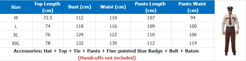 Unisex Sheriff Cosplay Costume Police Uniform Full Set Long Sleeve Halloween Carnival Party Stage Performance Dress Outfits